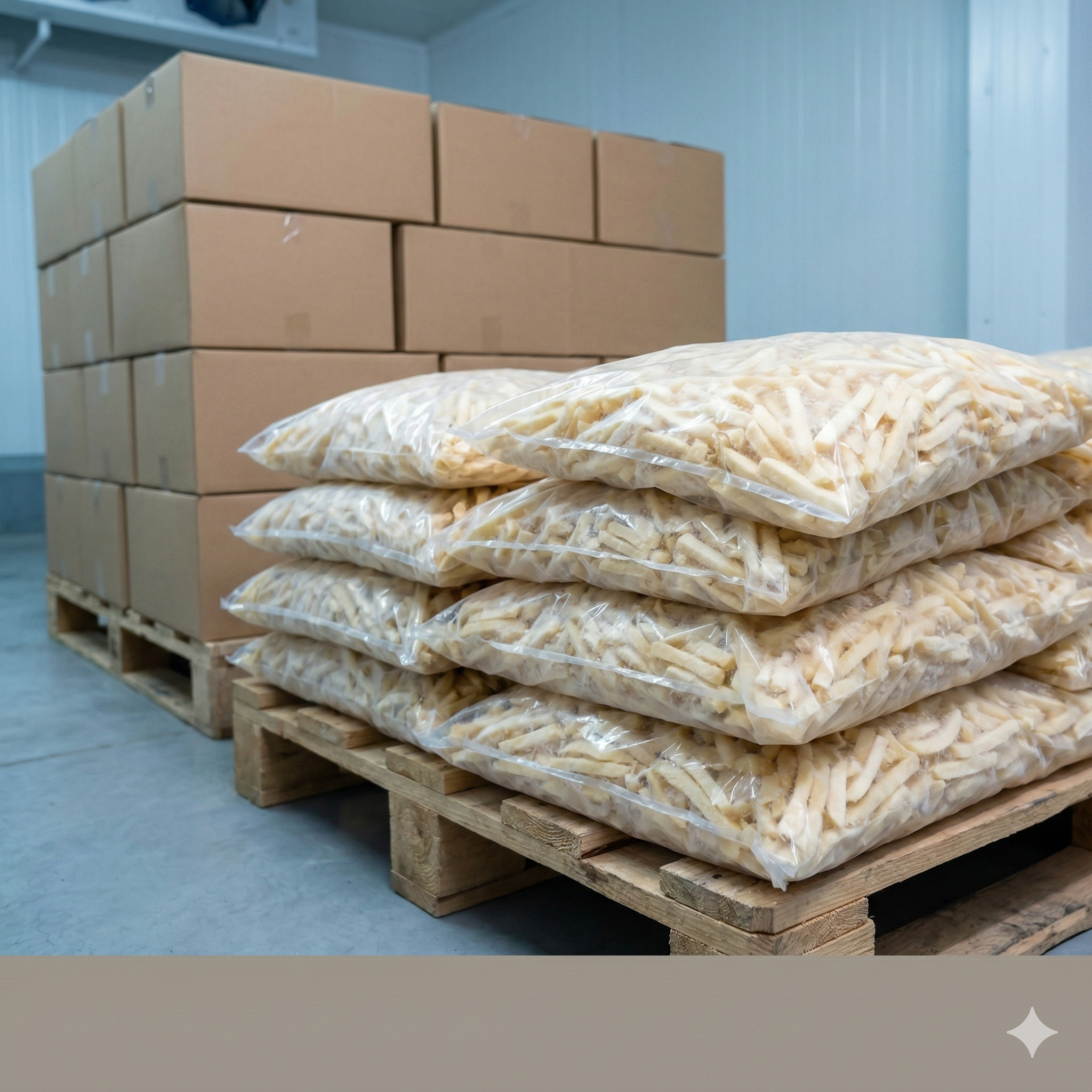 Frozen French fries in bulk bags